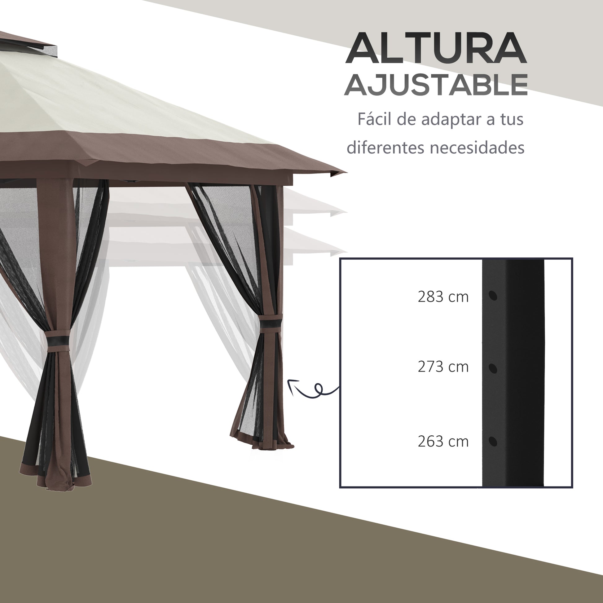 Outsunny Carpa Plegable Pop-up 4x4x2,8 M Altura Ajustable Protección Uv50+_5