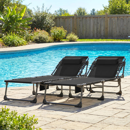 Outsunny Set De 2 Tumbonas Plegables Reclinables Con Reposacabezas Y Bolsillo_4