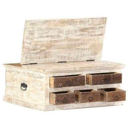 Mesa De Centro De Madera Maciza De Mango Blanca 68x68x30 Cm_1
