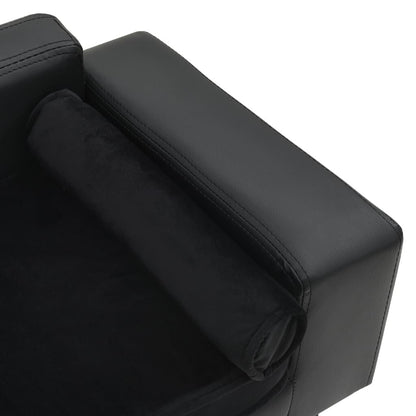 Vidaxl Sofá Para Perros Felpa Y Cuero Sintético Negra 81x43x31 Cm_4