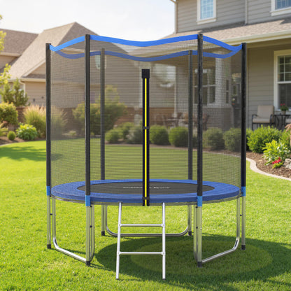 Sportnow Cama Elástica Niños Exterior Ø244 Cm Con Red De Seguridad Escalera Azul_1
