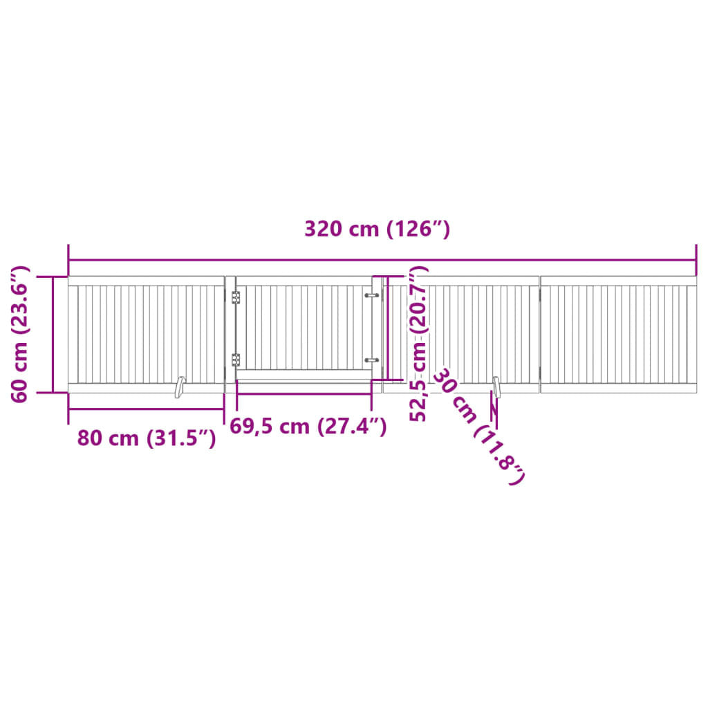 Vidaxl Puerta Para Perros Plegable 4 Paneles Madera Álamo Marrón 320cm_2