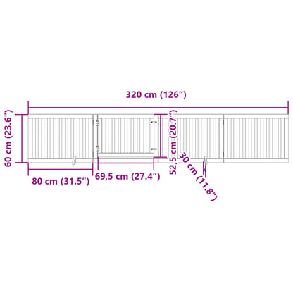 Vidaxl Puerta Para Perros Plegable 4 Paneles Madera Álamo Marrón 320cm_2