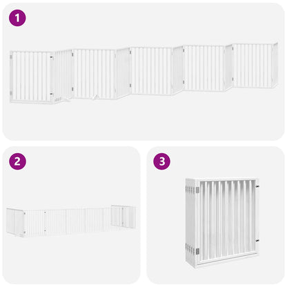 Vidaxl Puerta De Perros Plegable 10 Paneles Madera Álamo Blanca 800 Cm_3