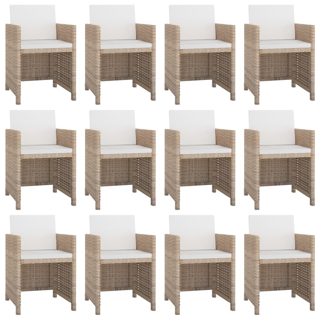 Vidaxl Set Comedor De Jardín 13 Piezas Y Cojines Ratán Sintético Beige_1