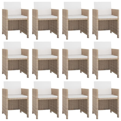 Vidaxl Set Comedor De Jardín 13 Piezas Y Cojines Ratán Sintético Beige_1