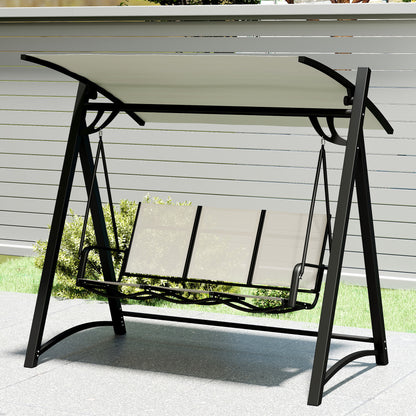 Outsunny Columpio De Jardín De 3 Plazas Con Techo Ajustable Asiento Transpirable_4