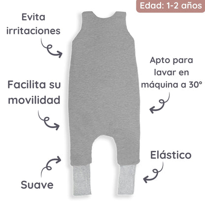 Saco De Dormir Con Pies Reversible T-s Jersey Algodón Melange Light-dark Grey