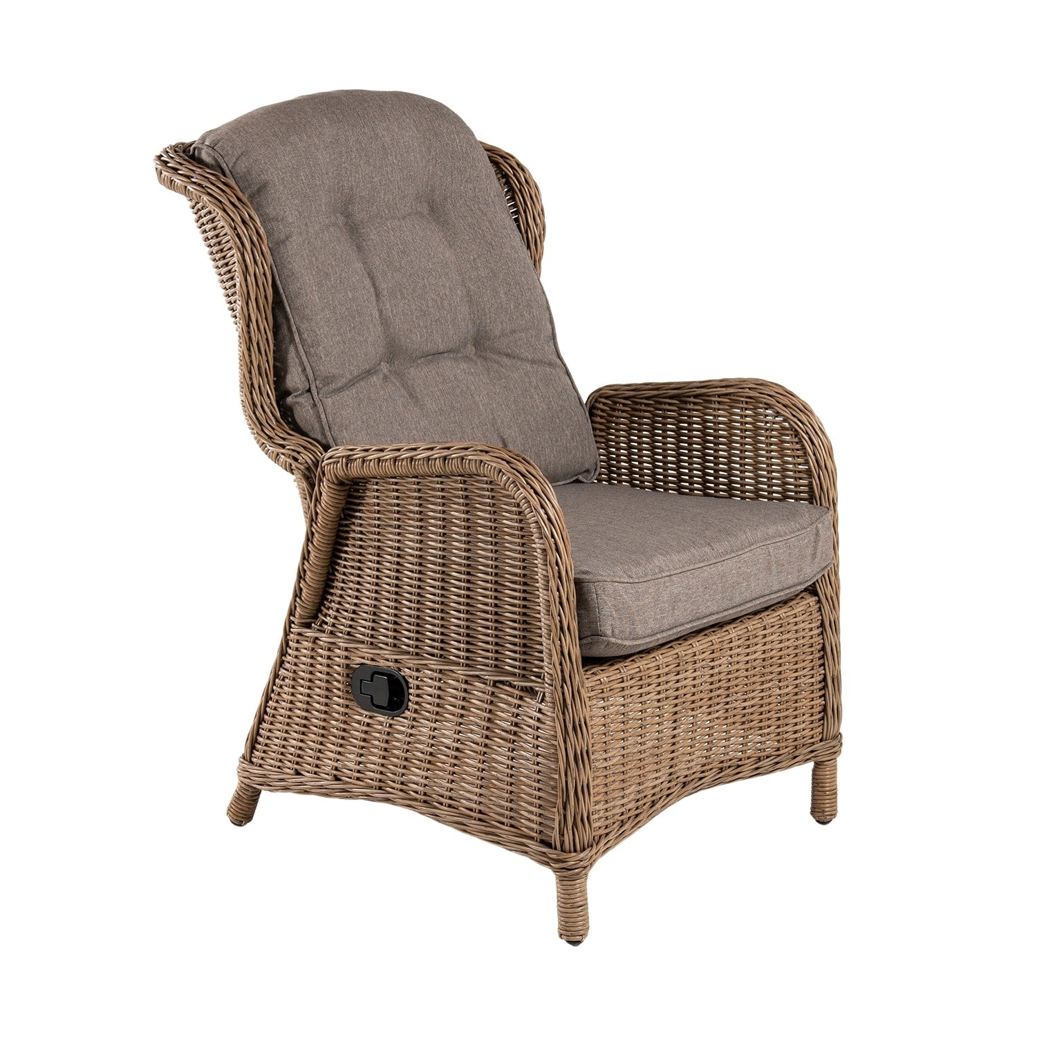 Sillón Reclinable Para Jardín, Aluminio Y Rattán Sintético Redondo, Natural, Tamaño:64x80x105 Cm_0