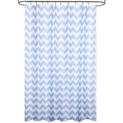 Cortina Ducha Tela Rayas Azul 180 X 200 Cm. Cortina Baño, Cortina Tela Impermeable Con Anillas_0