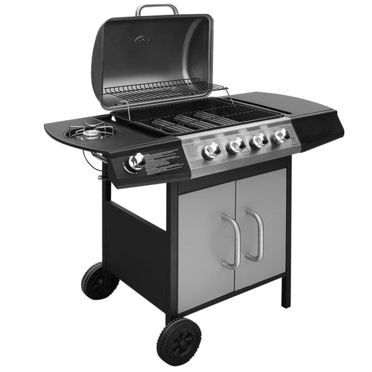 Barbacoa Grill De Gas 4+1 Zonas De Cocinado Negra Y Plateada / Vetonek_0