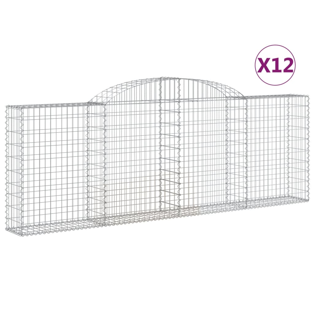 Cestas De Gaviones 12 Uds Forma Arco Hierro 300x30x100/120 Cm_0