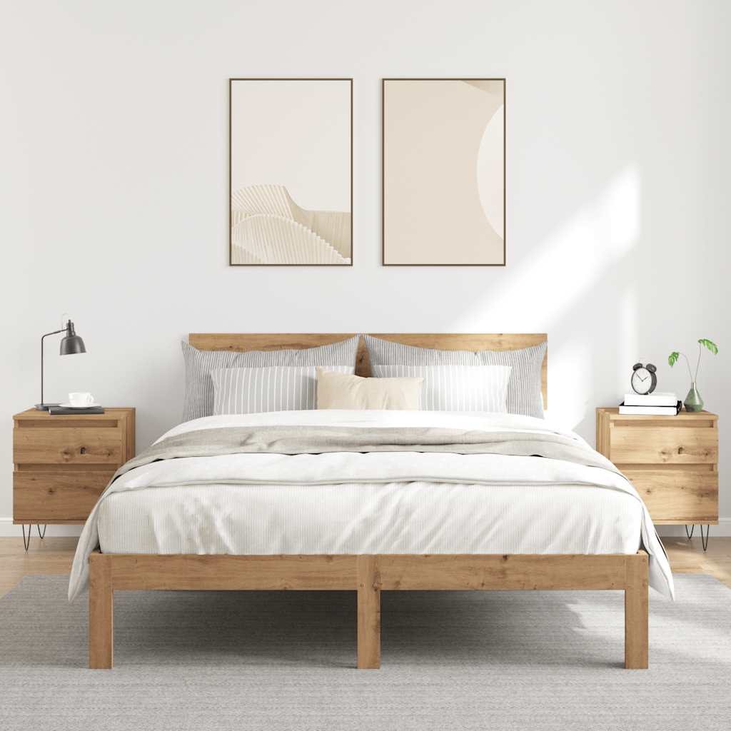 Mesitas De Noche 2 Uds Madera Roble Artisian 40x35x50 Cm_1