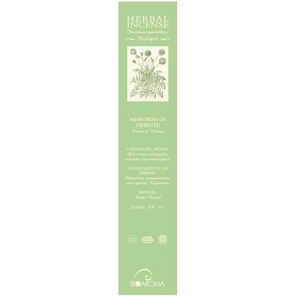 Incienso ecológico Memorias de Oriente Bioaroma, 12 varillas