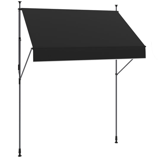 Outsunny Toldo Manual Retráctil Altura Ajustable Con Manivela 210-310 Cm Negro_0