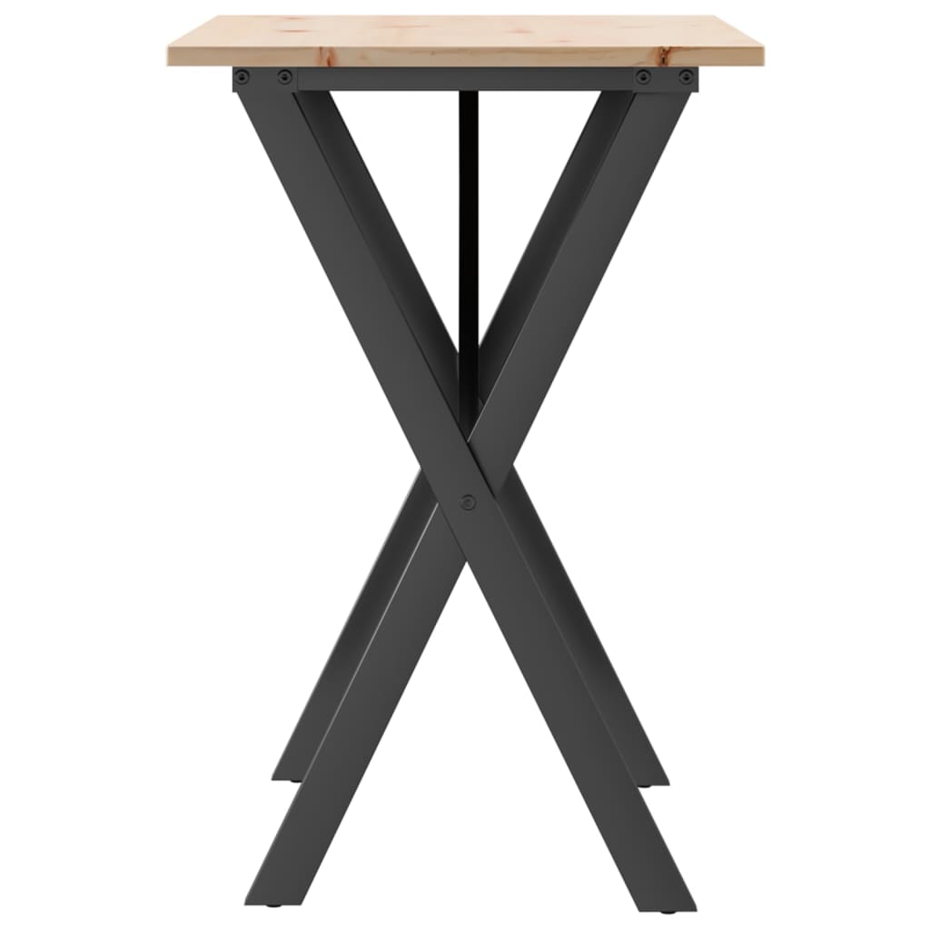 Mesa De Comedor Marco X Madera Maciza Pino Y Acero 80x50x75 Cm_3