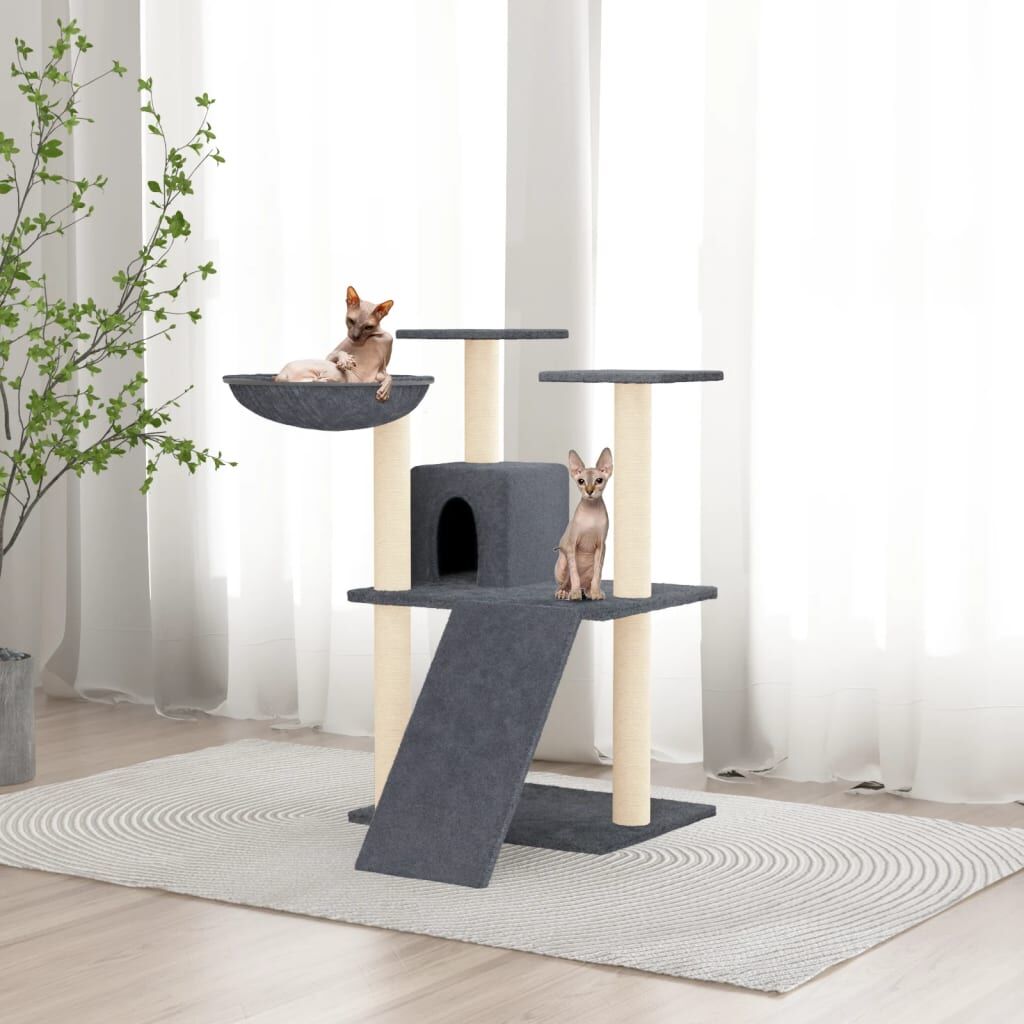 Vidaxl Rascador Para Gatos Con Postes De Sisal Gris Oscuro 83 Cm_1