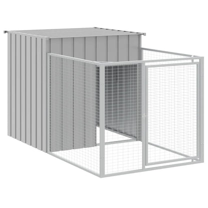 Vidaxl Caseta Para Perro Con Corral Gris Claro 110x201x110 Cm Acero Galvanizado_0
