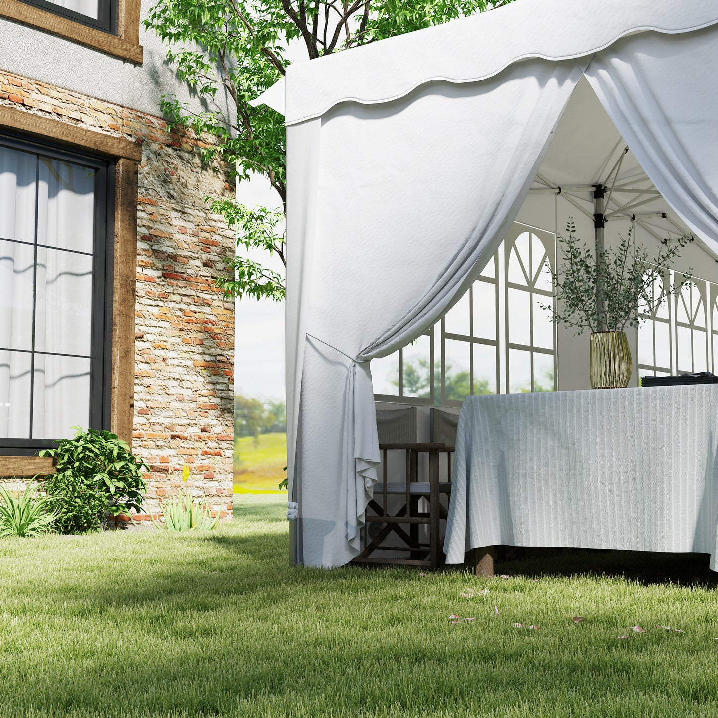 Outsunny Carpa Plegable Pop-up 6x3 M Anti-uv Con 6 Paredes Laterales Blanco_3