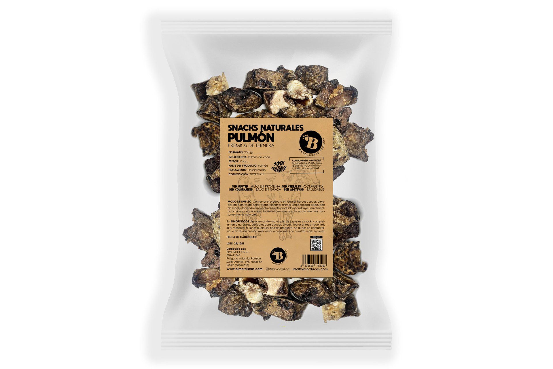 Bimordiscos Premios De Pulmón De Ternera Para Perros Y Gatos - 250g 250 G_0