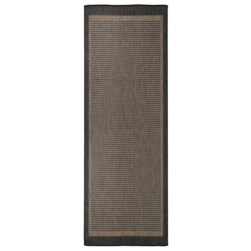 Alfombra De Exterior De Tejido Plano Marrón Oscuro 80x250 Cm_1