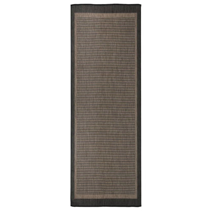 Alfombra De Exterior De Tejido Plano Marrón Oscuro 80x250 Cm_1