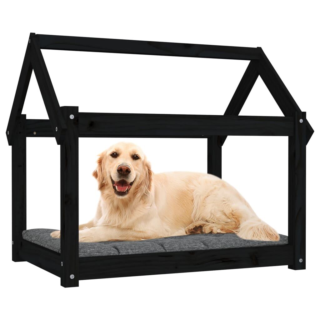 Vidaxl Cama Para Perros Madera Maciza De Pino Negro 81x60x70 Cm_3