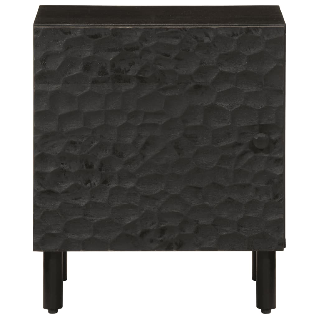 Mesita De Noche De Madera Maciza De Mango Negra 40x33x46 Cm_1