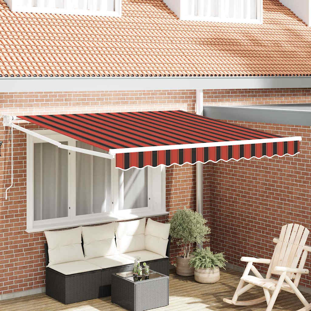 Toldo Retráctil Naranja Y Marrón 300 X 250 Cm Poliéster Y Metal_1