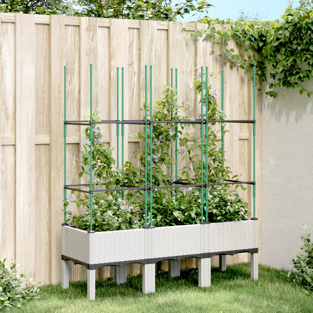 Jardinera Con Enrejado Pp Blanco 120x40x142,5 Cm_1