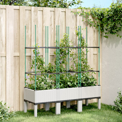 Jardinera Con Enrejado Pp Blanco 120x40x142,5 Cm_1