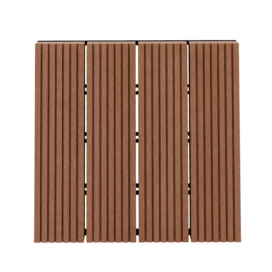 Outsunny Set De 11 Piezas Baldosas De Exterior 30x30 Cm 1 M² Para Jardín Marrón_0
