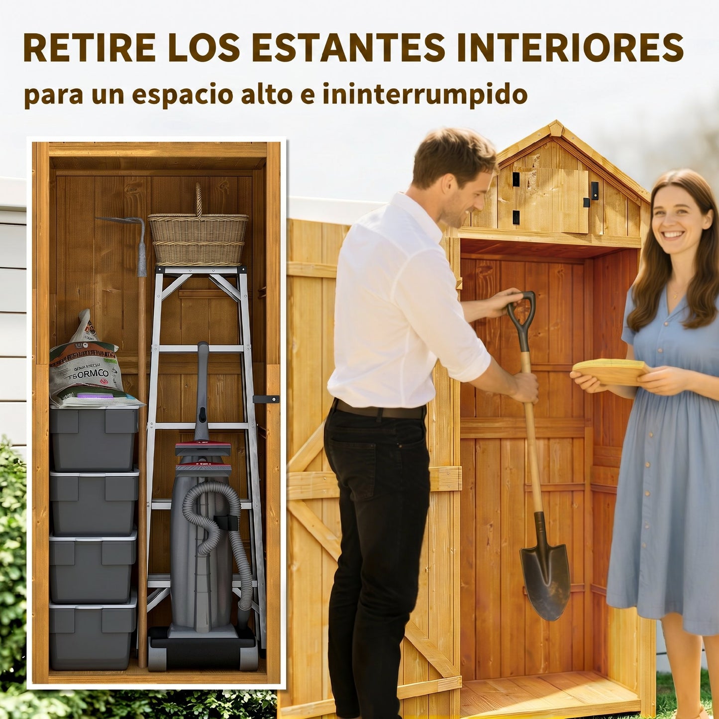 Outsunny Armario De Jardín De Madera 77x54_4