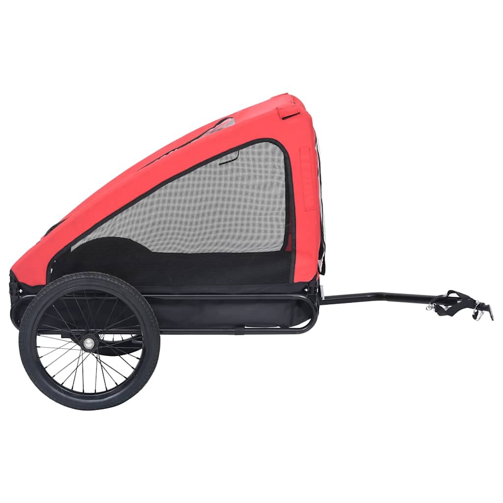 Vidaxl Remolque De Bicicleta Para Mascotas Rojo Y Negro_3