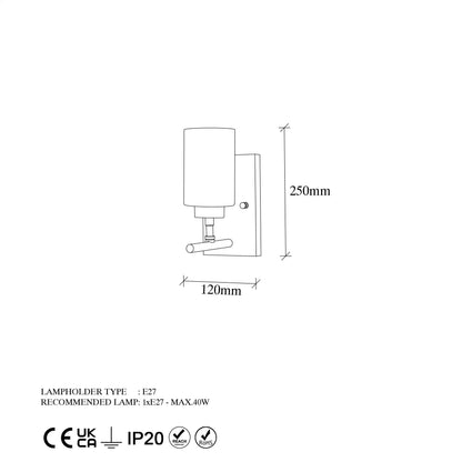 Aplique De Pared, Metal , Oro, 12x17x25, Casquillo E27 Max 40 W_1