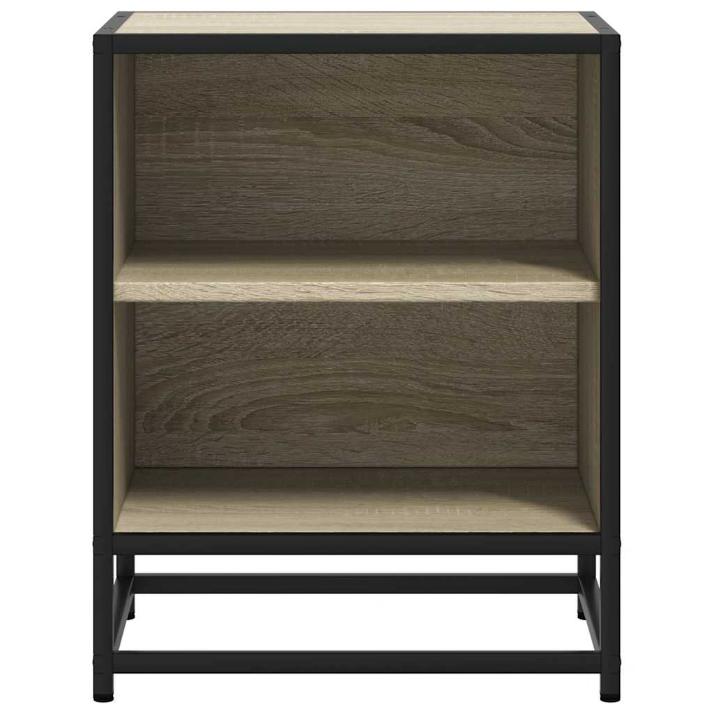 Mesita De Noche Madera Ingeniería Roble Sonoma 40x31x50cm Metal_3