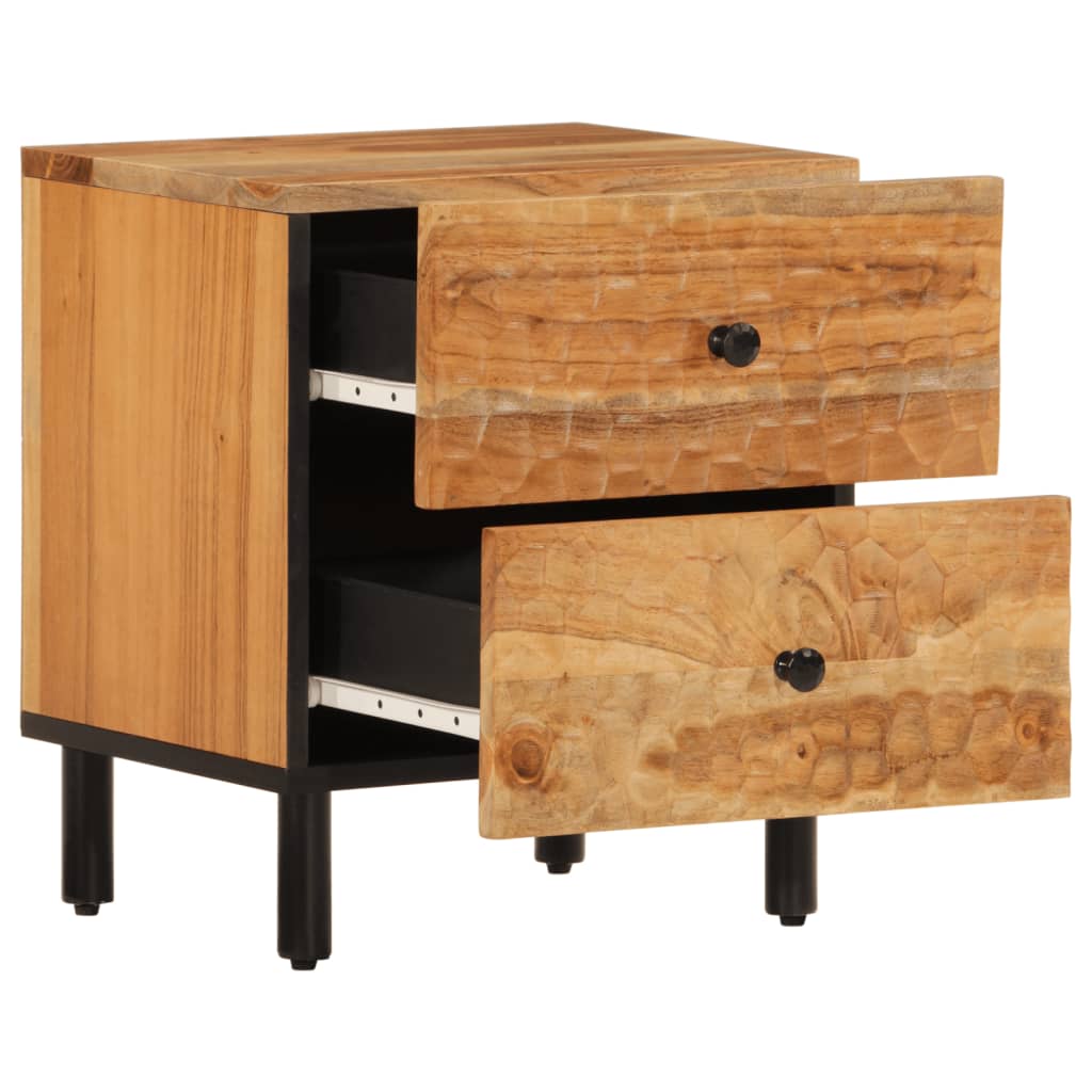 Mesita De Noche De Madera Maciza De Acacia 40x33x46 Cm_1