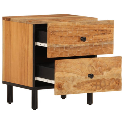 Mesita De Noche De Madera Maciza De Acacia 40x33x46 Cm_1