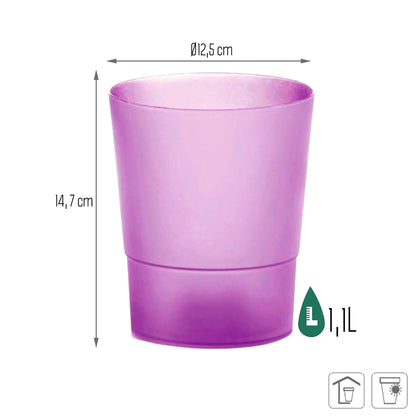 Maceta Coubi Orchid 1,1l., Dimensiones (mm) 125x125x147, Color Violeta Opaco