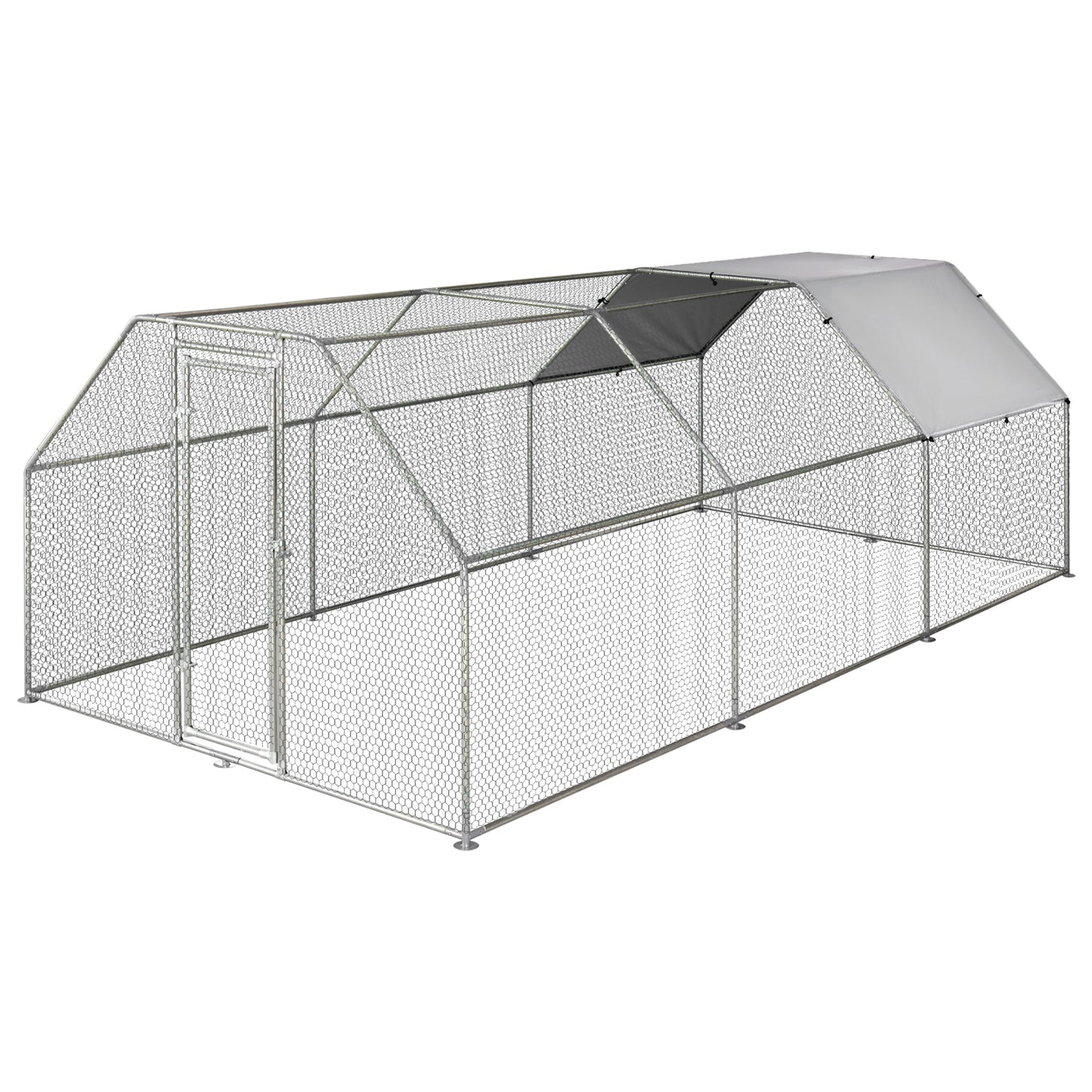 Pawhut Gallinero De Exterior 2,8x5,7x1,95 M Estructura De Metal Galvanizado Tela_0