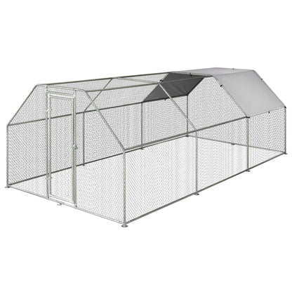 Pawhut Gallinero De Exterior 2,8x5,7x1,95 M Estructura De Metal Galvanizado Tela_0