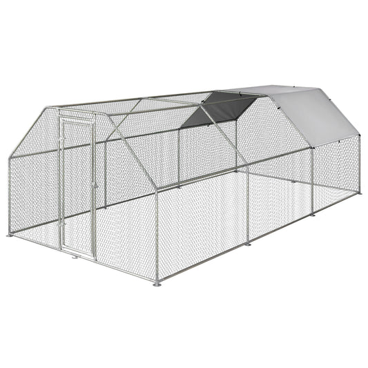 Pawhut Gallinero De Exterior 2,8x5,7x1,95 M Estructura De Metal Galvanizado Tela_0