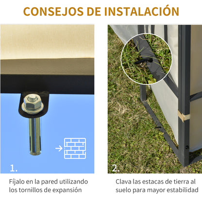 Outsunny Cenador Con Montaje En Pared Cortinas Laterales Malla Con Cremallera_5