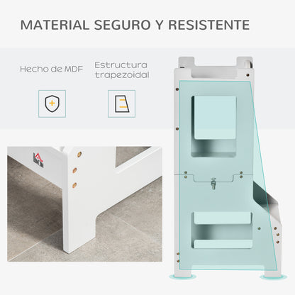 Homcom Torre De Aprendizaje 2 En 1 Con Pizarra 42x44x86 Cm Gris_4