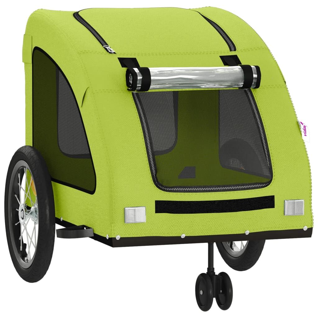 Vidaxl Remolque De Bicicleta Mascotas Hierro Tela Oxford Verde_4