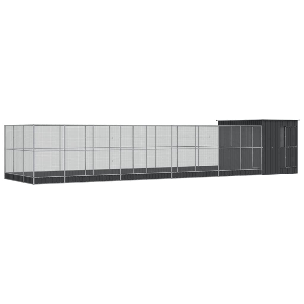 Vidaxl Pajarera Con Extensión Acero Plateado 1118x303x216 Cm_0