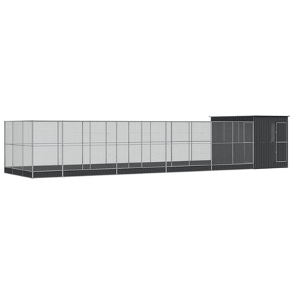 Vidaxl Pajarera Con Extensión Acero Plateado 1118x303x216 Cm_0