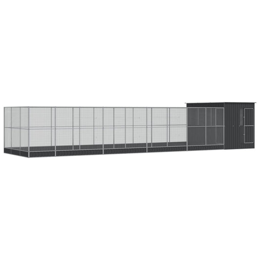 Vidaxl Pajarera Con Extensión Acero Plateado 1118x303x216 Cm_0