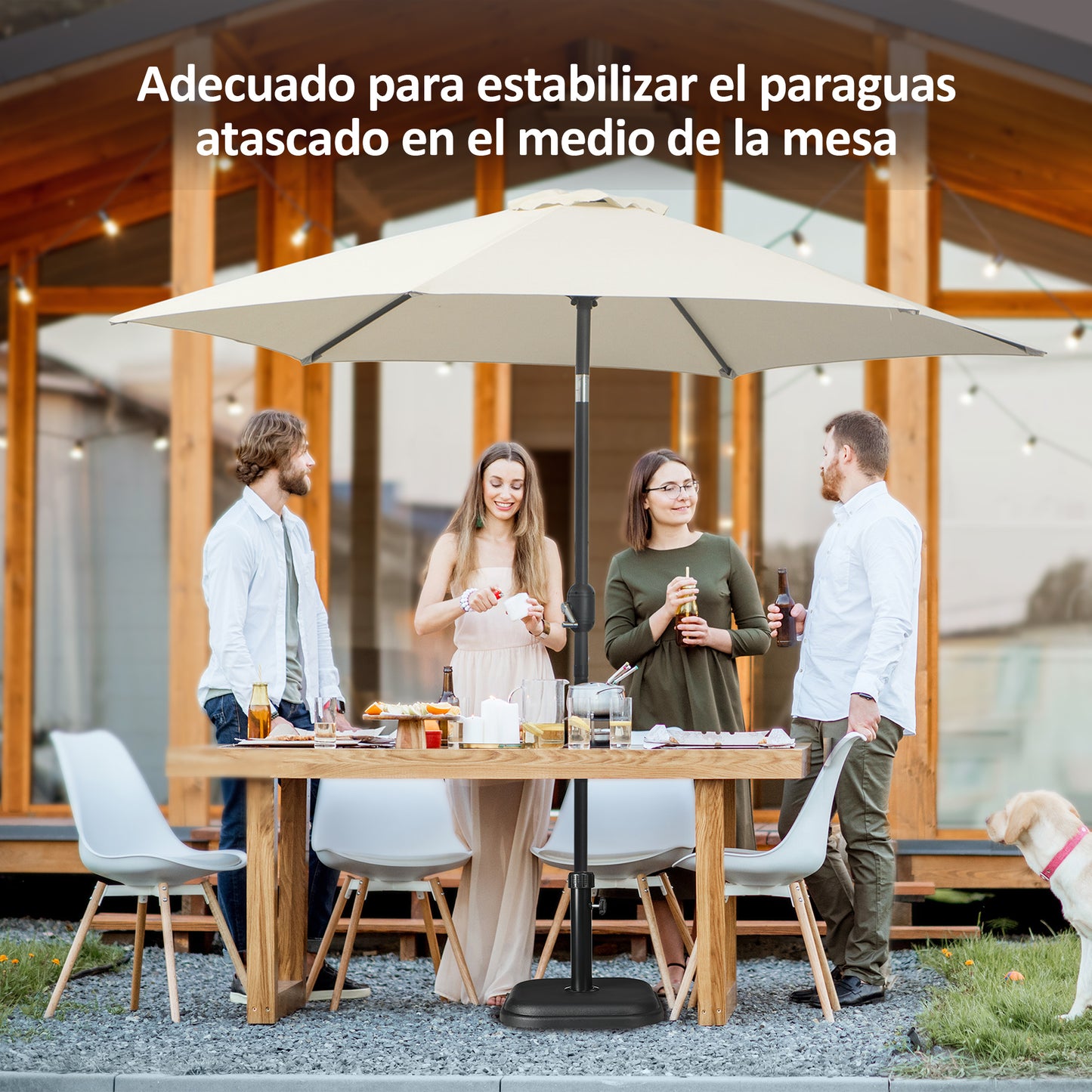 Outsunny Base De Sombrilla Peso 11 Kg Para Mástil De Ø32-38 Mm 36x36x31 Cm Negro_3