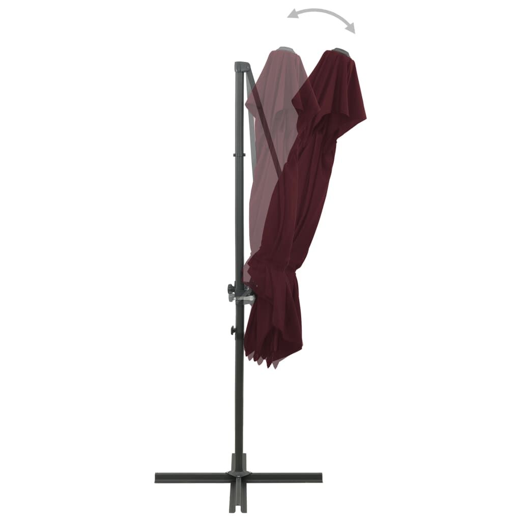 Vidaxl Sombrilla Jardín Voladiza Cubierta Doble Rojo Burdeos 250x250cm_4